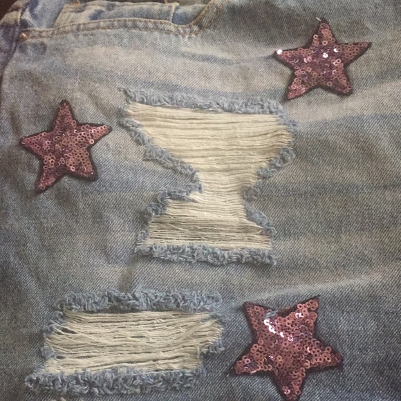 Forever 21 Plus Size Shorts Pink Stars Denim GUC - Picture 6 of 11